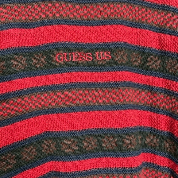 Vintage Men's Guess U.S. 100% Cotton Knit Crew Neck Y2K Sweater Size Medium - Picture 4 of 8